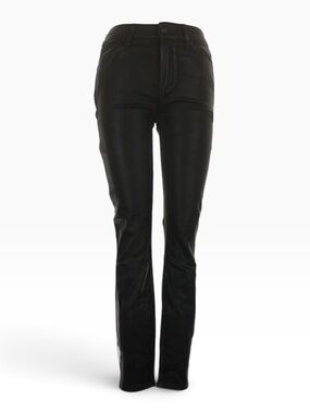 PAIGE Hoxton Ankle Jeans 26 Black Luxe Coated Skinny Leather Look NWT